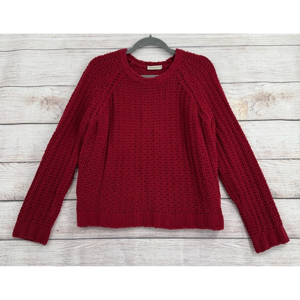 Roberto Collina Sweater Women Size S Red Chunky Knit Made In Italy Raglan Sleeve